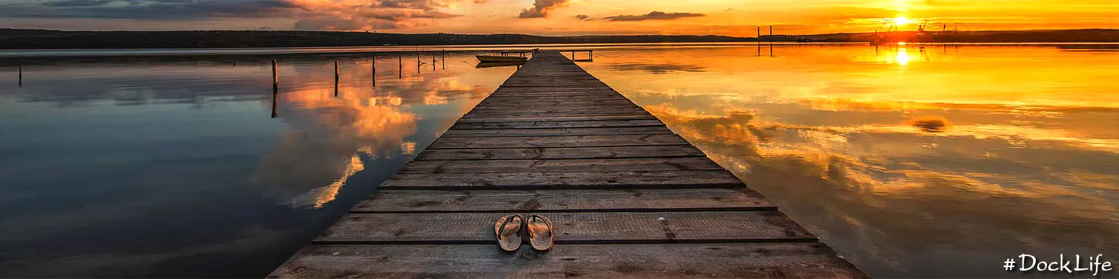 Riverfront Docks Sunset Dock - Dock Life Banner