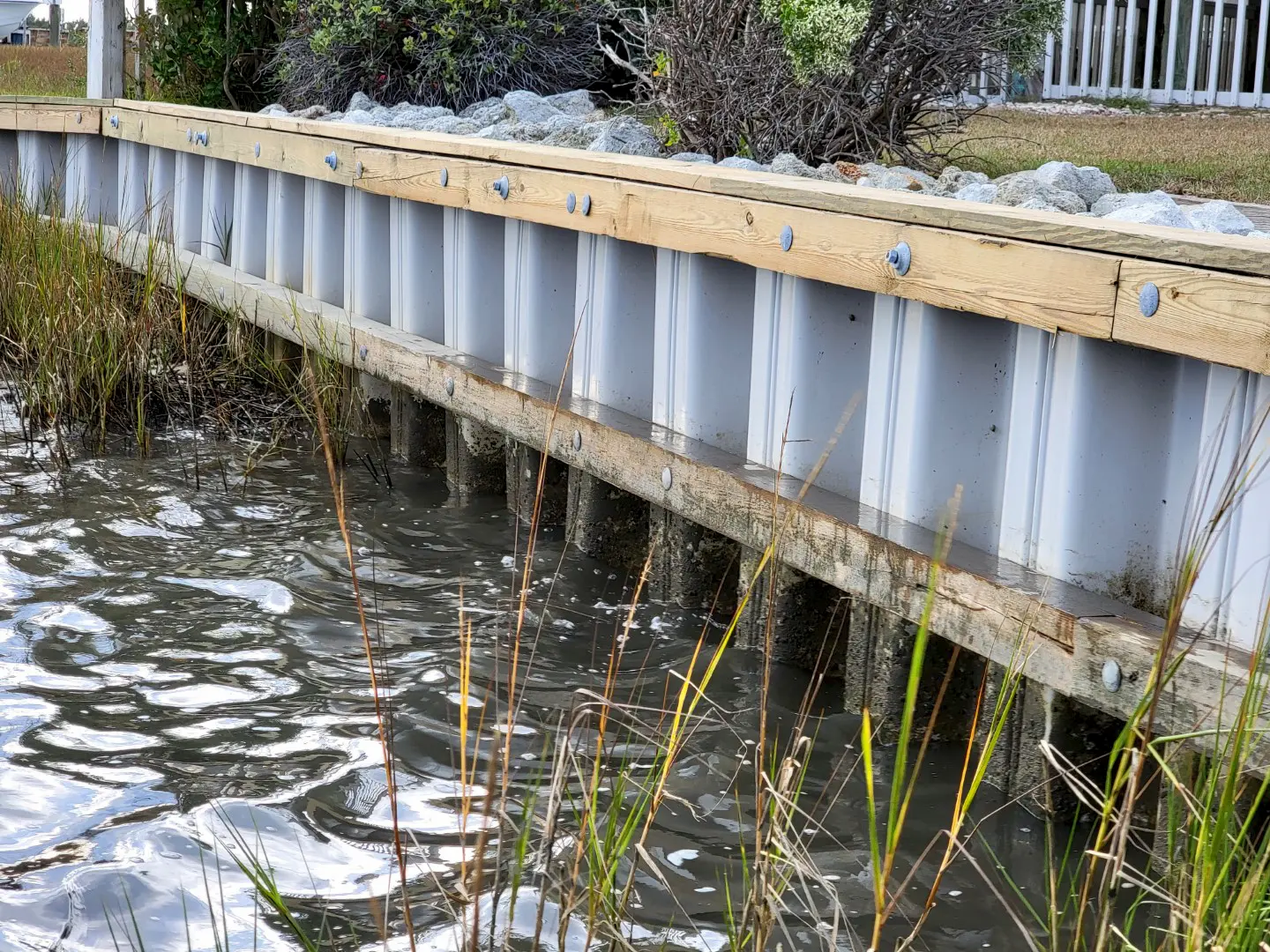 Vinyl Seawall on Bogue Sound in Swansboro
