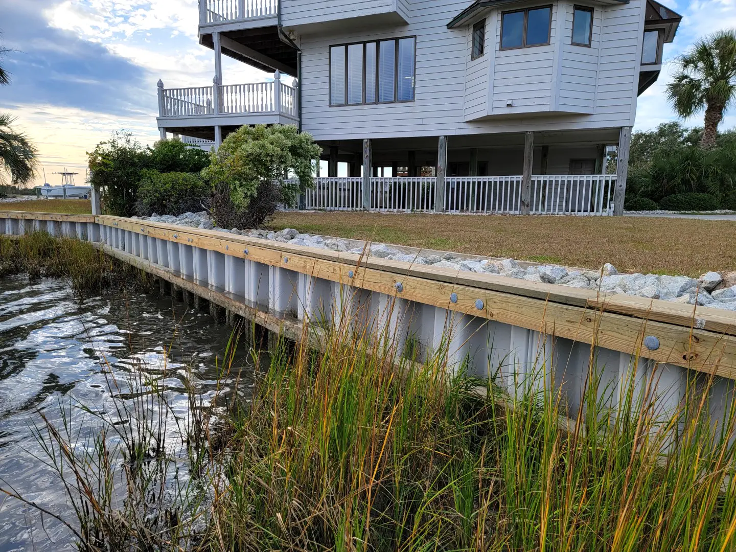 Vinyl Seawall on Bogue Sound in Swansboro