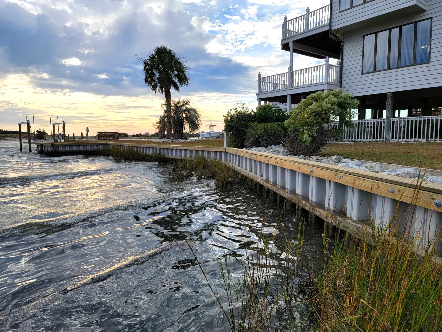 Vinyl Seawall on Bogue Sound in Swansboro
