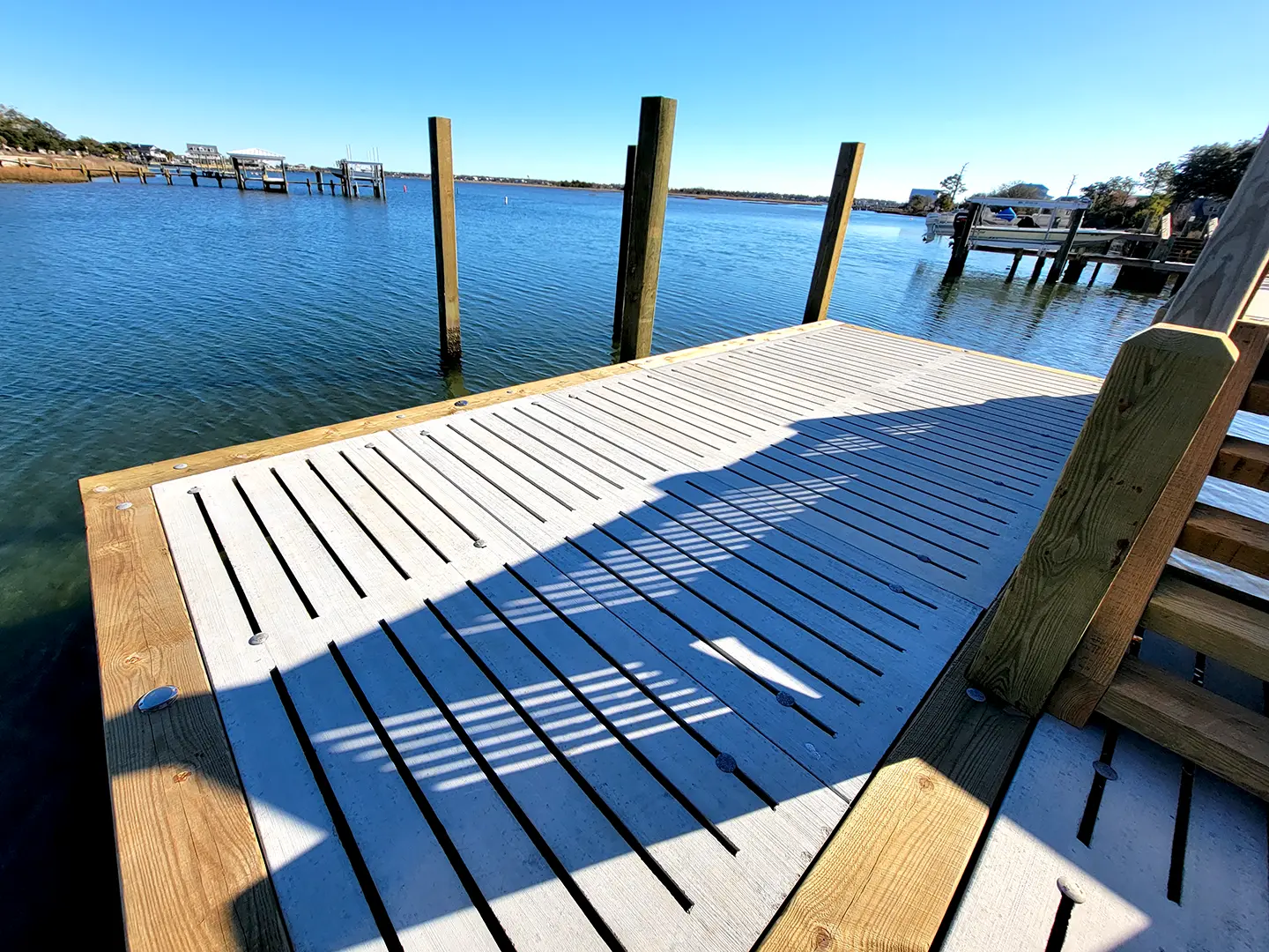 Two Level Dock with a View 31 Two Level Cape Carteret Hog Slat Dock with Spectular View of Bogue Sound
