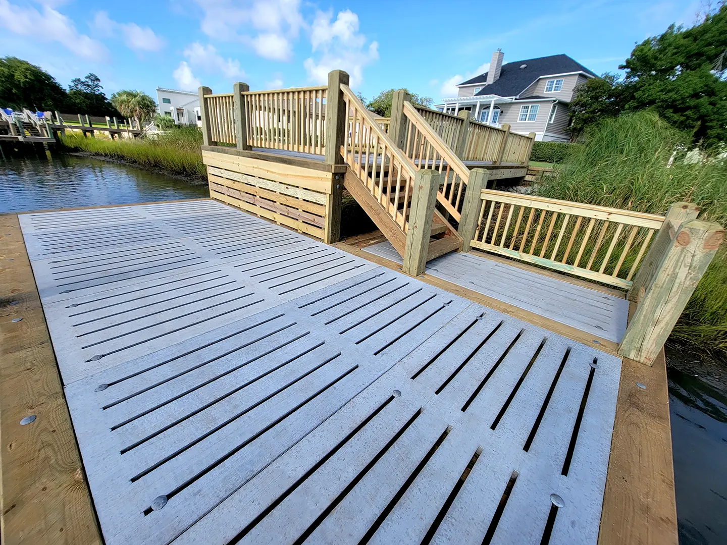 Two Level Dock with a View 30 Two Level Cape Carteret Hog Slat Dock with Spectular View of Bogue Sound