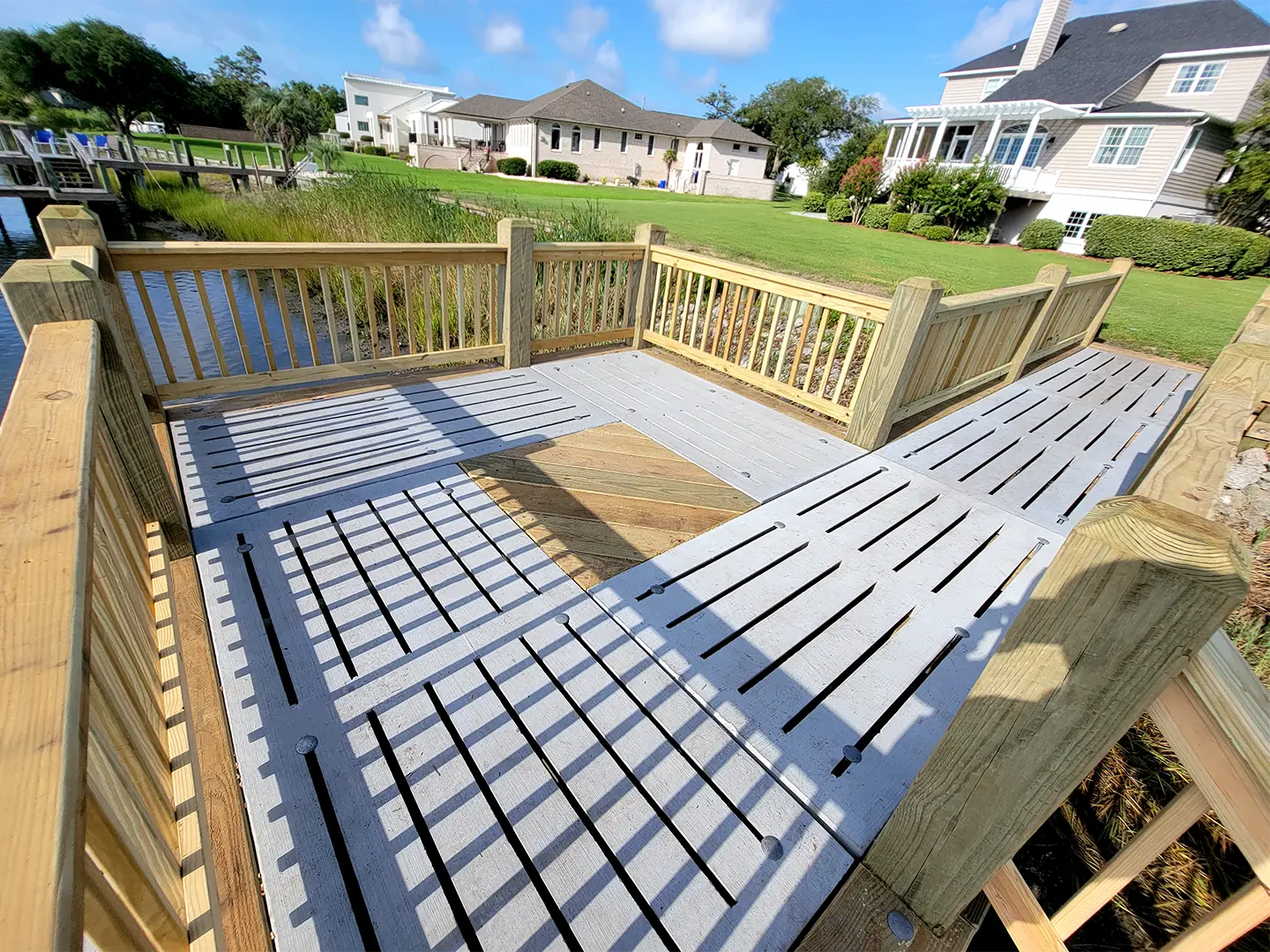 Two Level Dock with a View 27 Two Level Cape Carteret Hog Slat Dock with Spectular View of Bogue Sound