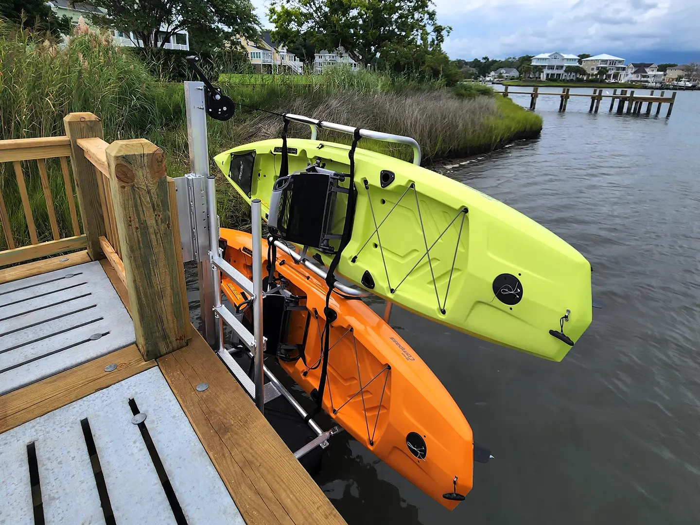 Two Level Dock with a View 33 Two Level Cape Carteret Hog Slat Dock with Spectular View of Bogue Sound