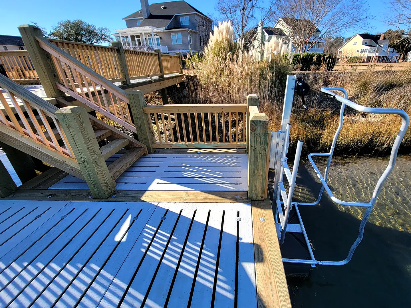 Two Level Dock with a View 28 Two Level Cape Carteret Hog Slat Dock with Spectular View of Bogue Sound