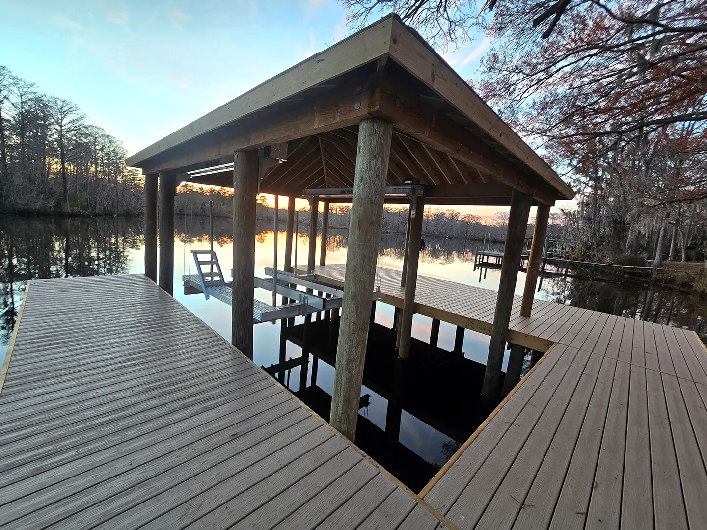 Secluded WearDeck Composite Dock with Boathouse & Boat Lift on Trent River