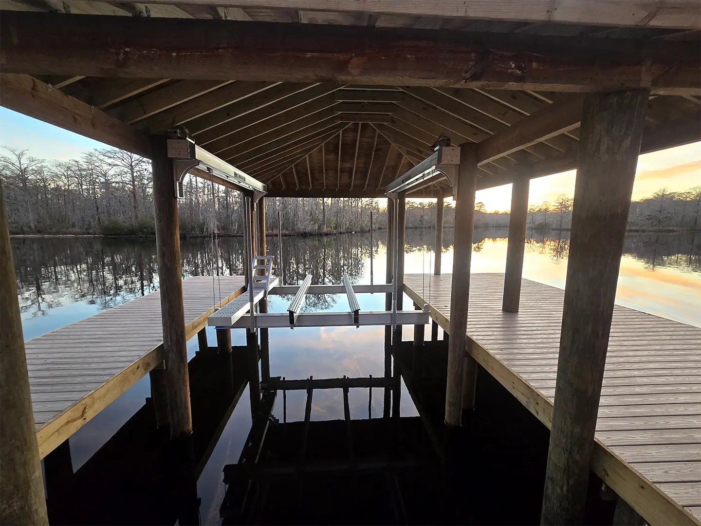 Secluded WearDeck Composite Dock with Boathouse & Boat Lift on Trent River