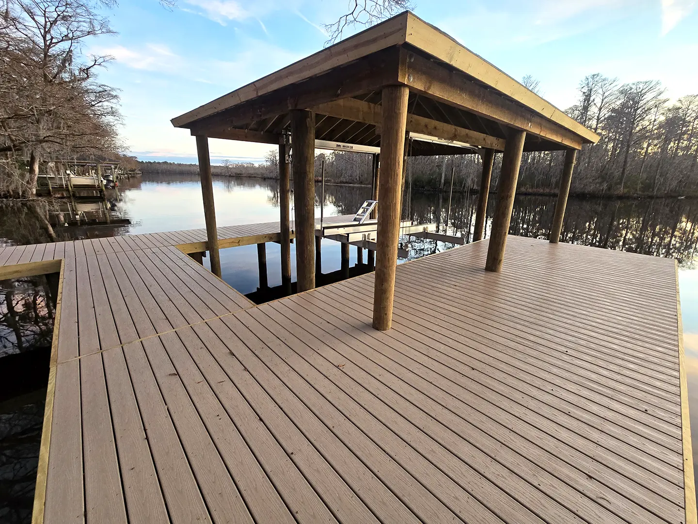 Secluded WearDeck Composite Dock with Boathouse & Boat Lift on Trent River
