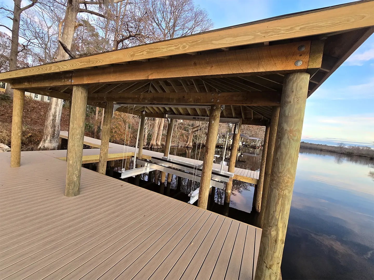 Secluded WearDeck Composite Dock with Boathouse & Boat Lift on Trent River