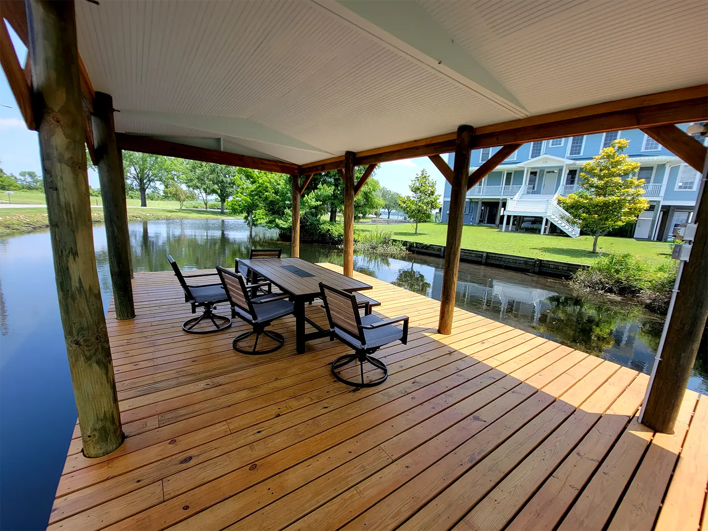 Boat Lift + Wraparound Dock 45 Covered Platform Dock on Neuse River