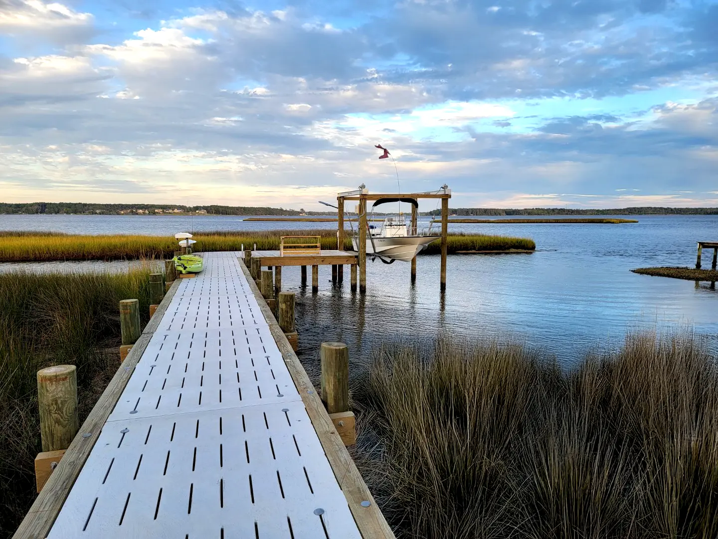 Dock + Lift in Swansboro 42 Hog Slat Dock + Boat Lift in Swansboro