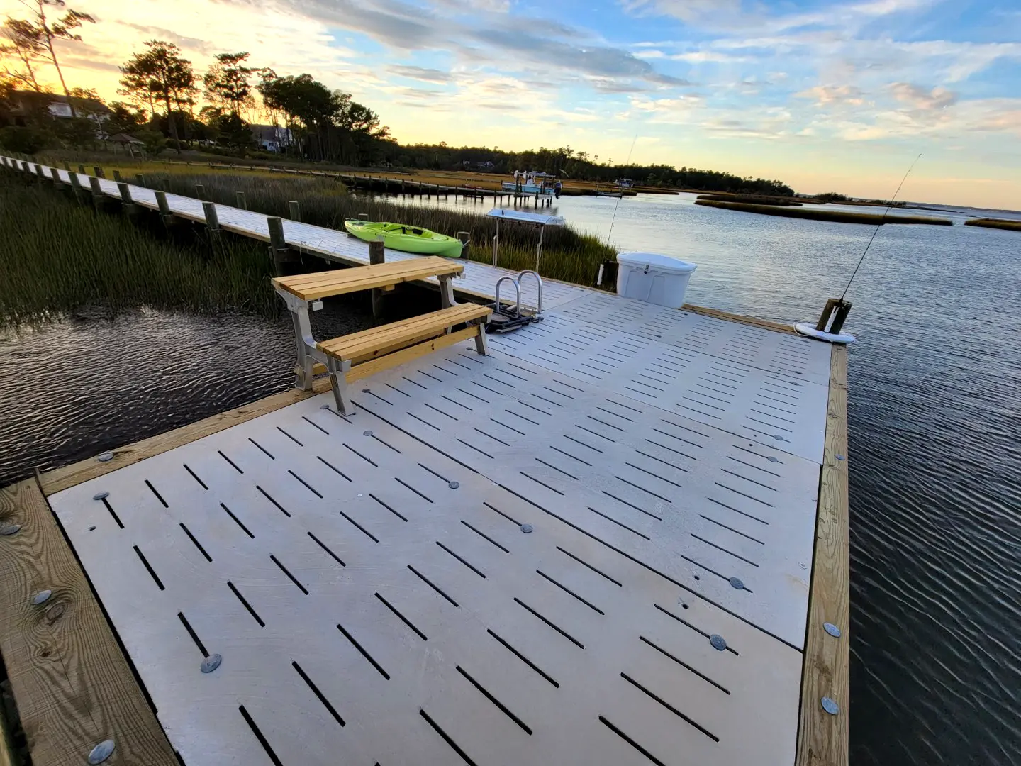 Dock + Lift in Swansboro 44 Hog Slat Dock + Boat Lift in Swansboro